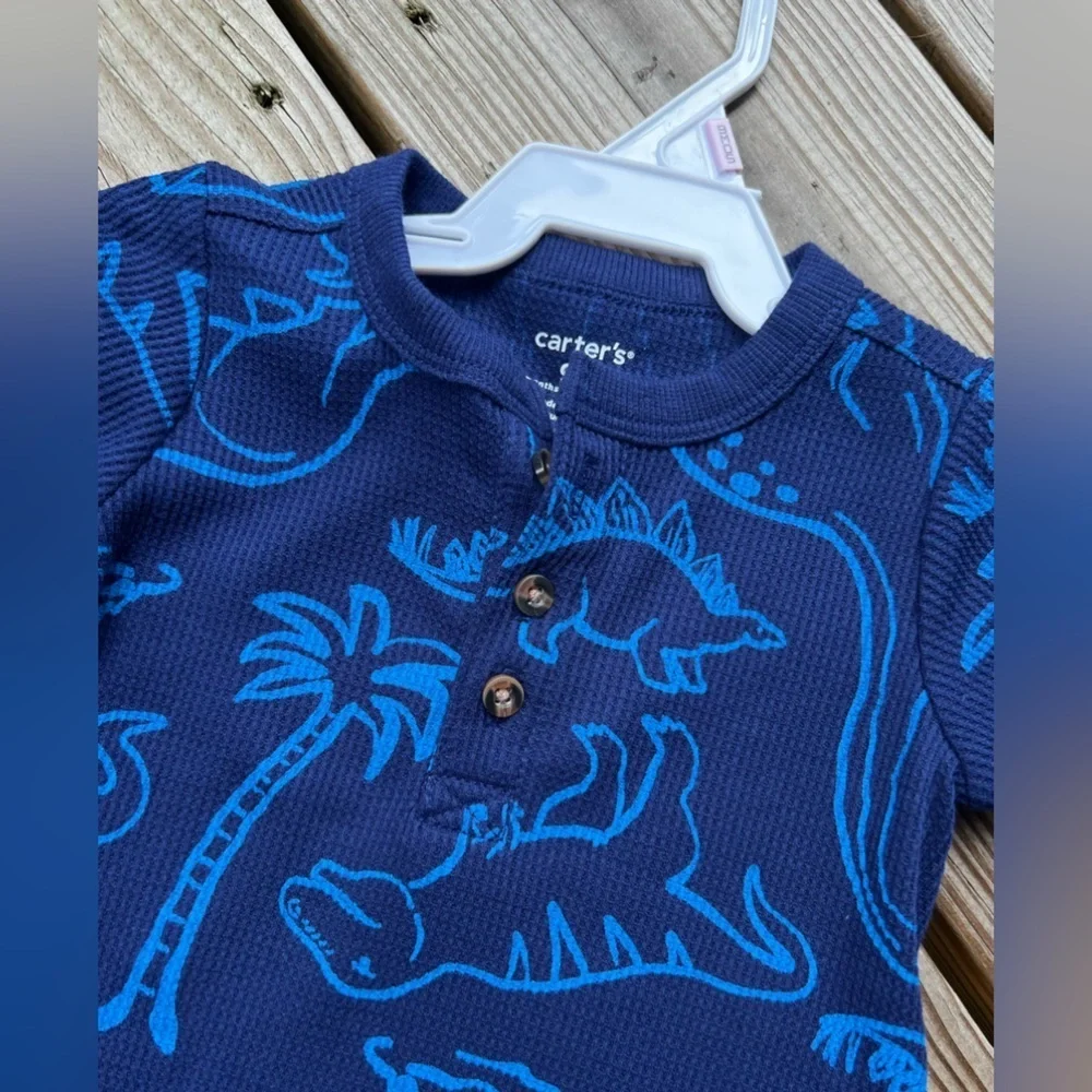 Carter’s 9M one piece shorts and short sleeve dinosaur thermal bodysuit